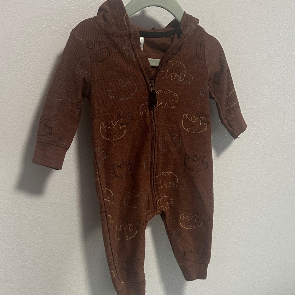 Carter's Brown Bear Print Hooded Zip Up